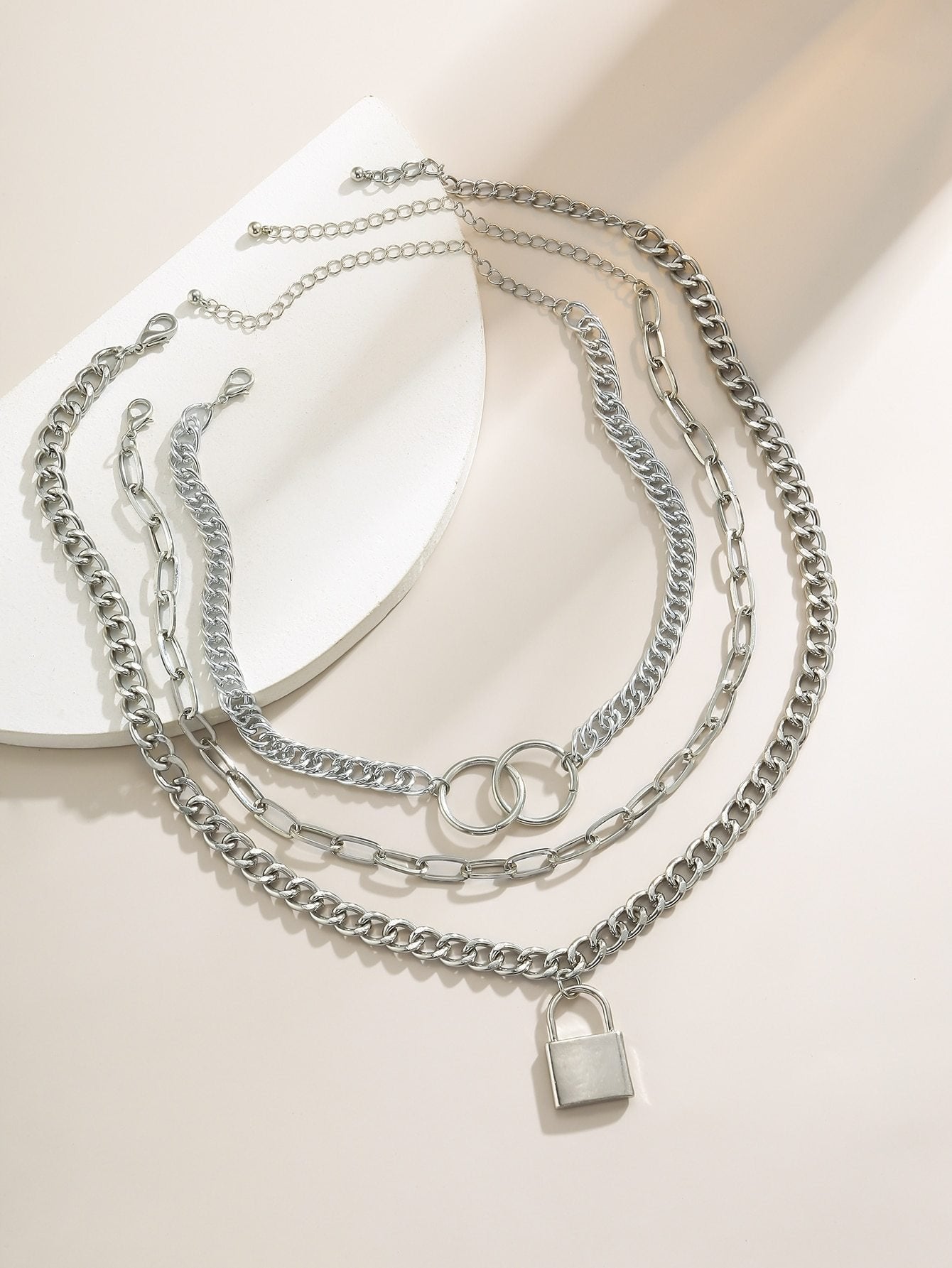 Lock Charm Chunky Chain Necklace Set - 3pcs - LuckyFash™