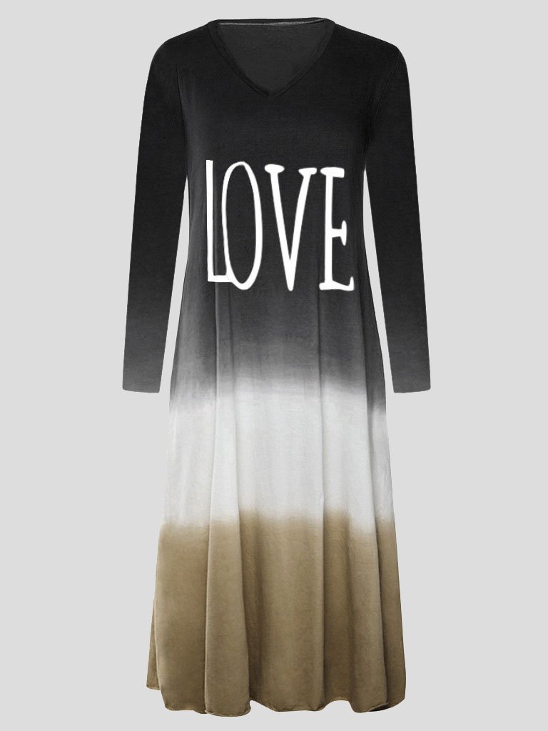 Loose Contrast Stitching Long-sleeved Dress - LuckyFash™