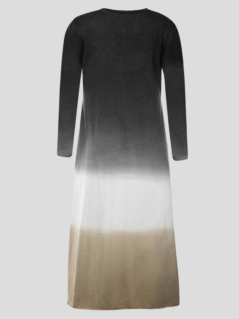 Loose Contrast Stitching Long-sleeved Dress - LuckyFash™