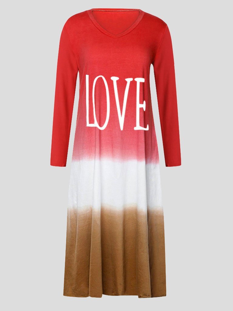 Loose Contrast Stitching Long-sleeved Dress - LuckyFash™