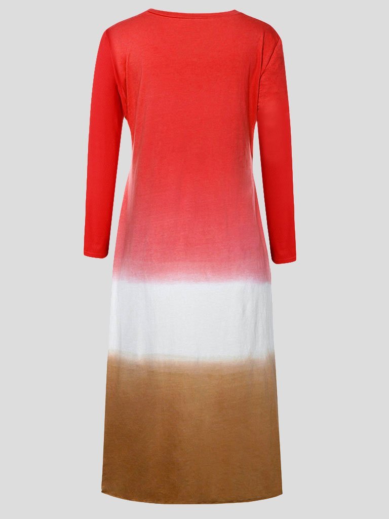 Loose Contrast Stitching Long-sleeved Dress - LuckyFash™