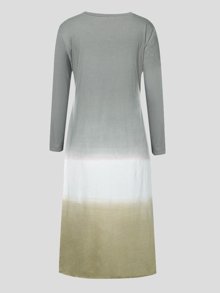 Loose Contrast Stitching Long-sleeved Dress - LuckyFash™