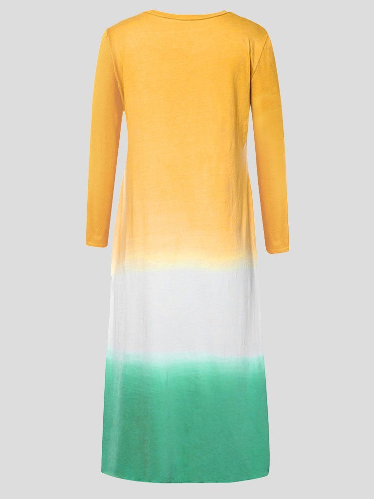 Loose Contrast Stitching Long-sleeved Dress - LuckyFash™