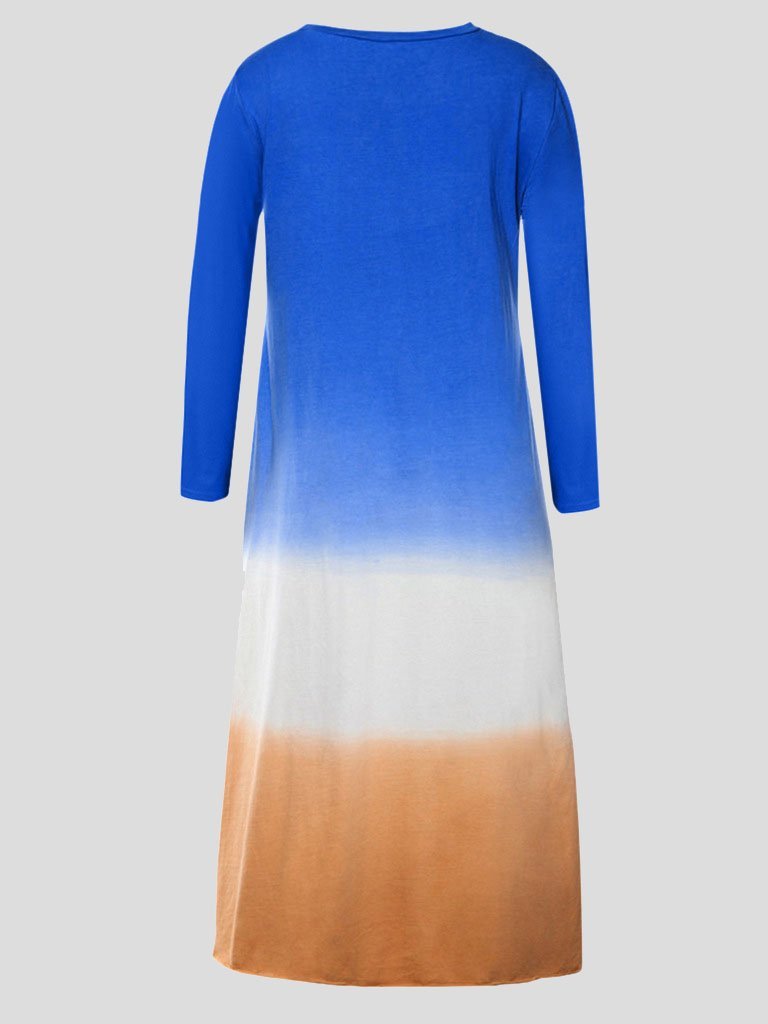 Loose Contrast Stitching Long-sleeved Dress - LuckyFash™