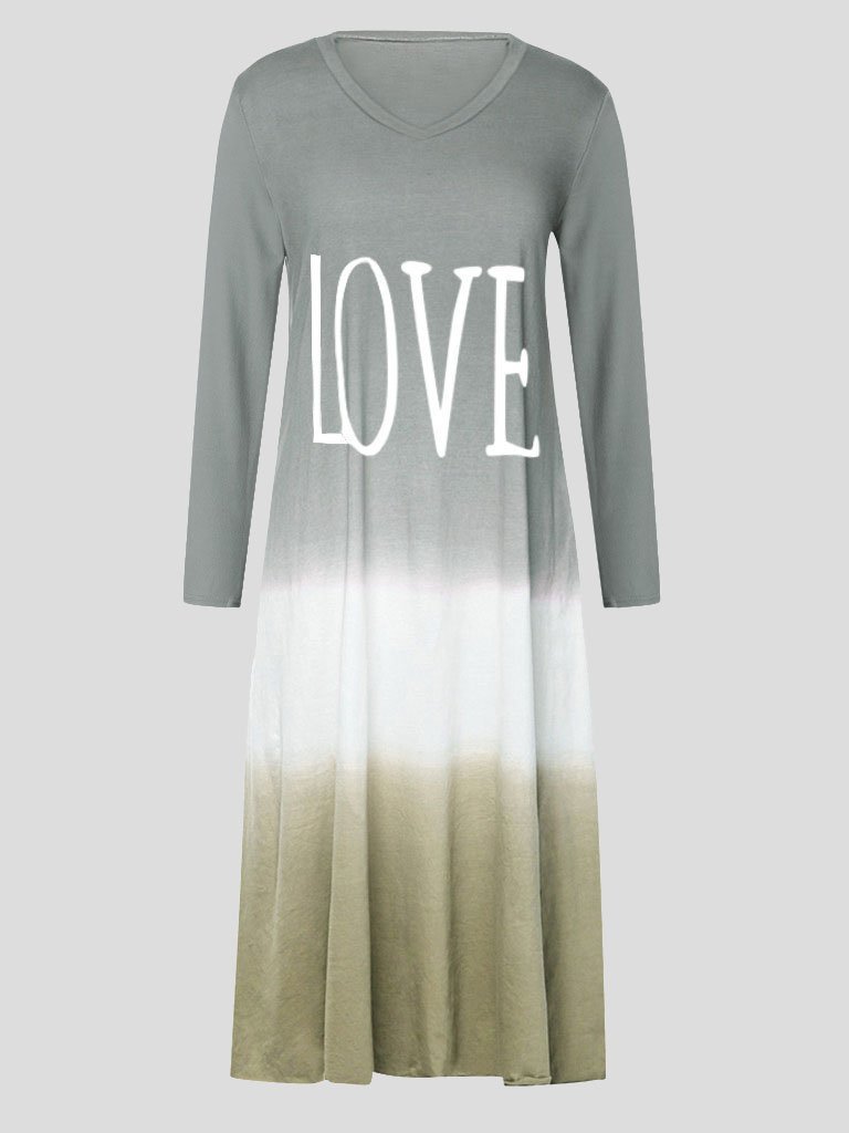 Loose Contrast Stitching Long-sleeved Dress - LuckyFash™