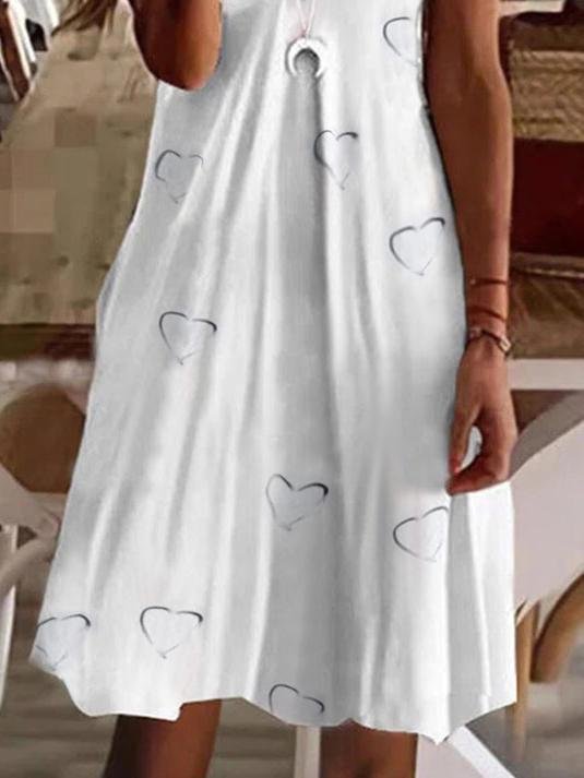Loose V-Neck Printed Suspender Dress - LuckyFash™
