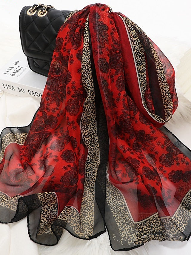 Women's Scarves Daily Holiday Flowers Polyester Bohemia Vintage Retro Warm Casual / Daily 1 PC - LuckyFash™