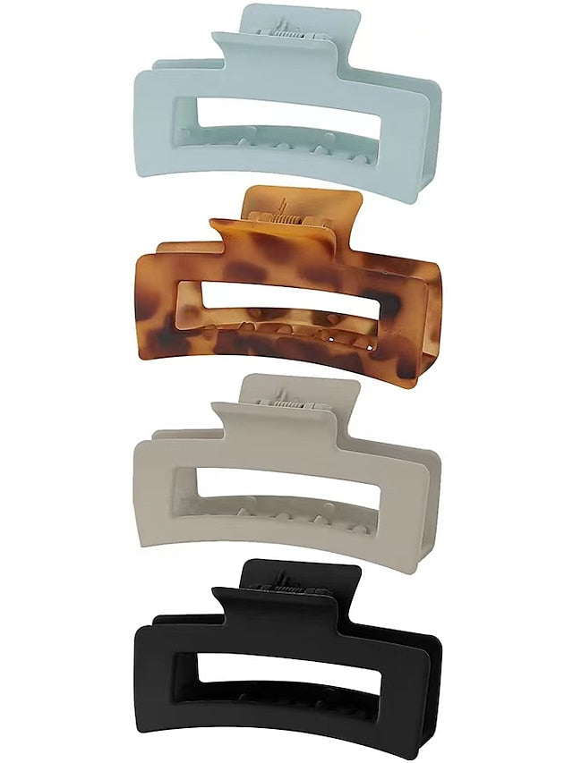 Large Hair Claw Clips 4 PCS, Hair Clips for Thick Hair Acrylic Banana Claw Clips Non-slip Hair Clip Rectangular Jaw Clips Big Hair Clips Gifts for Women - LuckyFash™