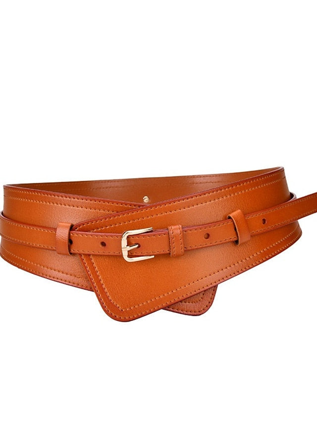 Belt Faux Leather White Black Camel Khaki Orange Wide Belt Outdoor Street Dailywear Holiday Pure Color / Spring / Summer / Fall / Winter for Women - LuckyFash™