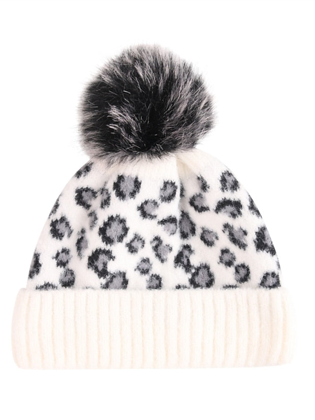 Women's Hat Beanie / Slouchy Black Pink Light Gray Outdoor Home Daily Knit Leopard Portable Windproof Comfort - LuckyFash™