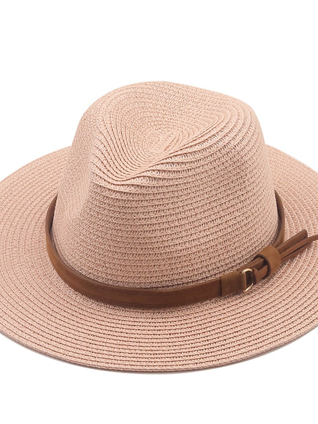 New Summer Straw Sun Hat Women Wide Brim Summer Outing Sun Visor Holiday Cool Hat Seaside Beach Sunscreen Hat Lady Jazz Hat - LuckyFash™