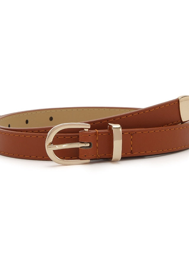 Women's Unisex PU Buckle Belt PU Leather Metal Bucke D-ring Casual Classic Party Daily Violet White Black Silver - LuckyFash™