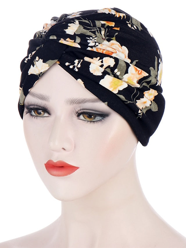 Women Muslim Daily Turban Folding Cross Knotted Hair Scarf Elastic Head Wrap Headwear Bandanas Lady Hair Hats Beanie Hair Loss Accessories - LuckyFash™