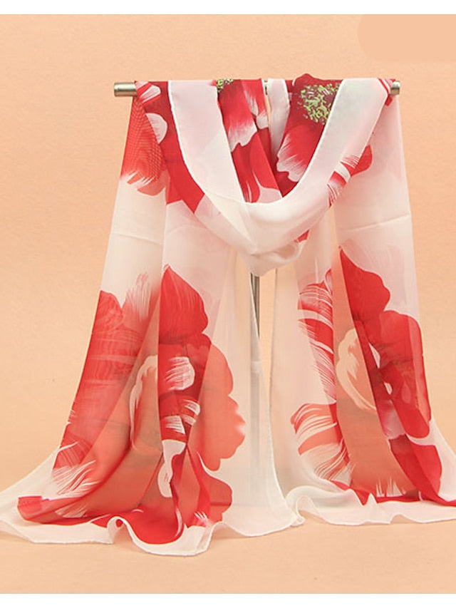 Women'S Large Floral Silk Scarf Cycling Sun Protection Long Scarf - LuckyFash™