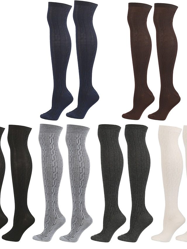 Women's Knee High Socks Home Daily Solid Color Polyester Spandex Basic Classic Warm 1 Pair - LuckyFash™