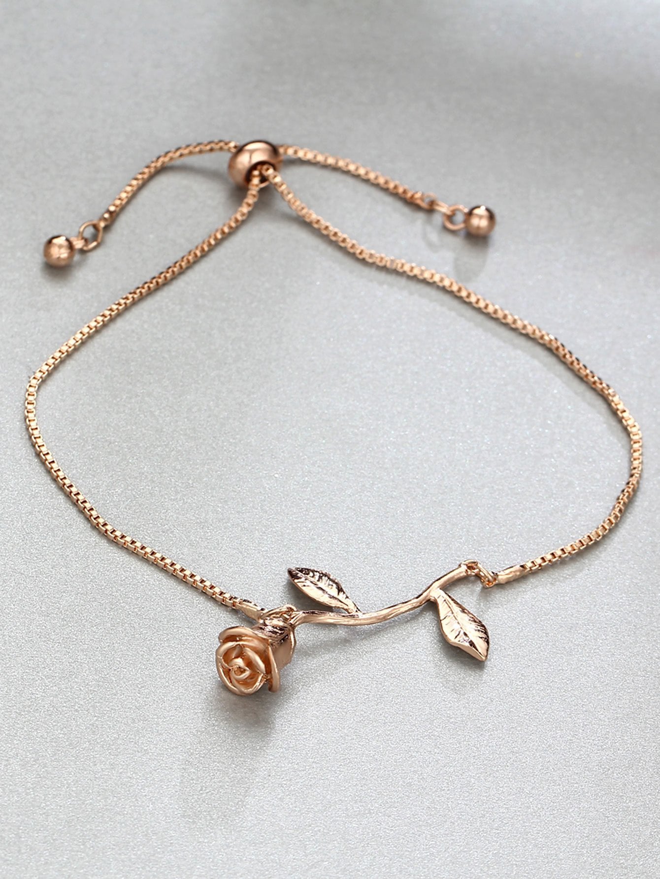 Metal Rose Detail Link Bracelet 1pc - LuckyFash™