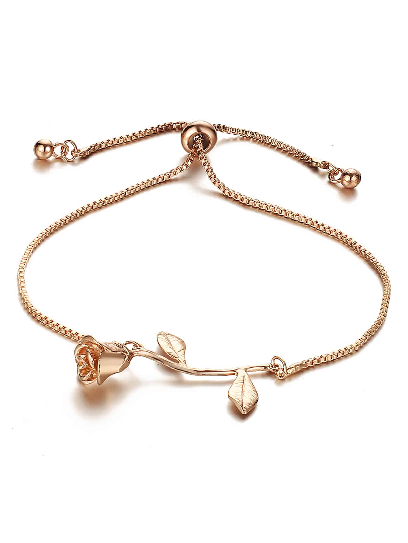 Metal Rose Detail Link Bracelet 1pc - LuckyFash™