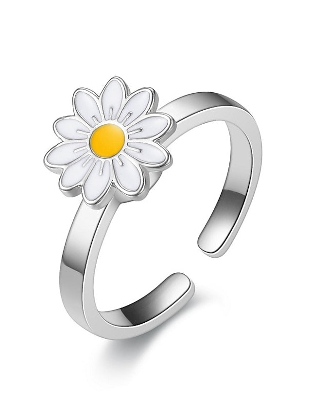 Women's Rings Chic & Modern Street Floral Ring / Silver / White / Yellow / Fall / Winter - LuckyFash™