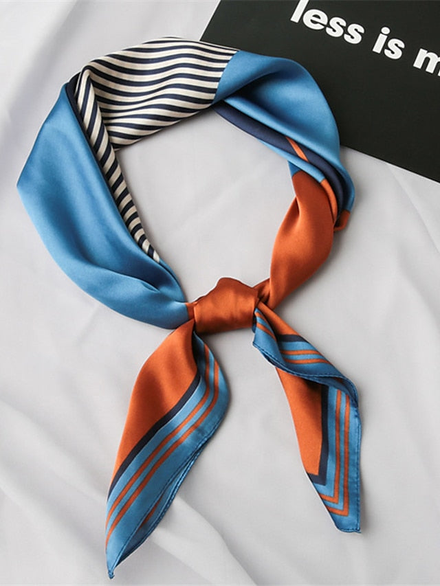 Women's Square Scarf Party Dailywear Holiday Blue Pink Scarf Color Block Stripe - LuckyFash™