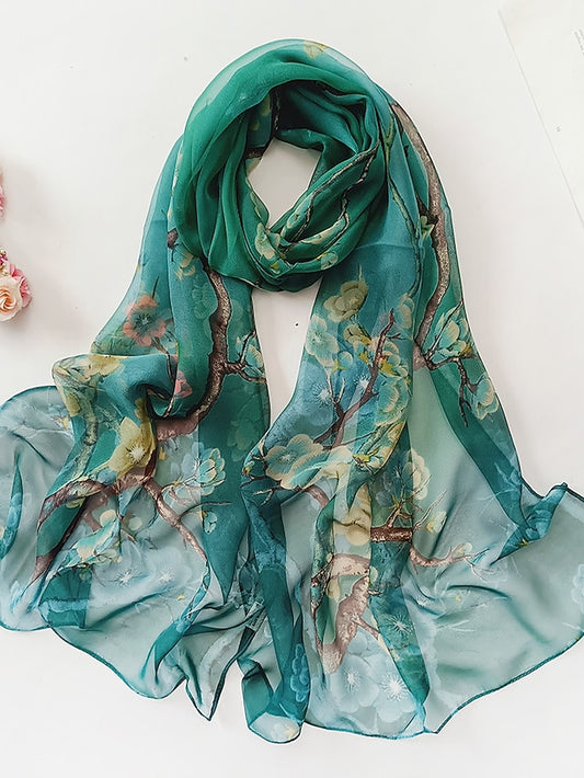 Flower Summer Women Thin Style Scarf Bandana Soft Bandana Female Elegant Shawl Hijab Hairscarves Beach Scarf - LuckyFash™