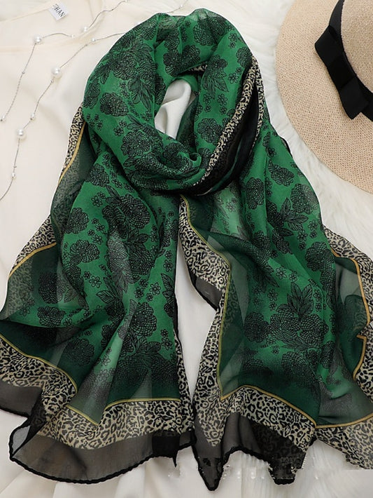 Women's Scarves Daily Holiday Flowers Polyester Bohemia Vintage Retro Warm Casual / Daily 1 PC - LuckyFash™