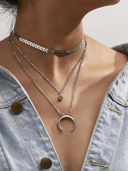 Moon Pendant Layered Chain Necklace - LuckyFash™