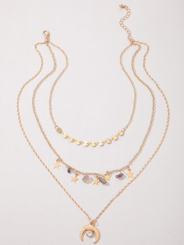 Moon & Star Charm Layered Necklace - LuckyFash™