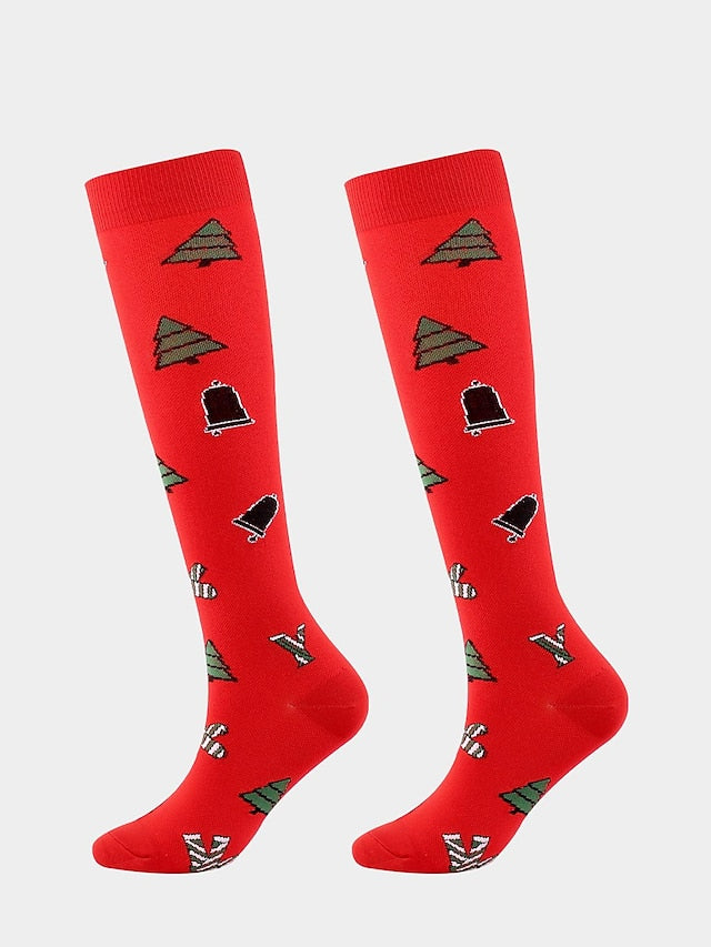 Unisex Knee High Socks Christmas Gift Cycling / Bike Multi Color Spandex Nylon Sporty Casual Classic Warm Cute Sports 1 Pair - LuckyFash™