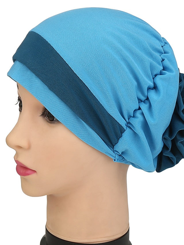 Stretch Inner Hijab Caps Muslim Hat Turban Femme Musulman Turbante Ready To Wear Hijab Bonnet Flower Indian Headwrap Loss Hair Cover - LuckyFash™