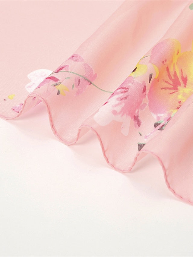 Spring Summer Fashion Floral Thin Style Chiffon Shawl Scarf Lady Print Soft Holiday Beach-up Wrap 150*50Cm - LuckyFash™
