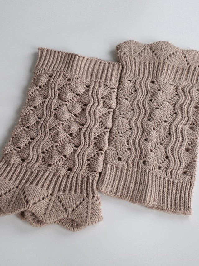Leg Warmers Boot Cuffs Home Daily Solid Color Knit Casual Boho / Bohemian Warm 1 Pair for Women - LuckyFash™