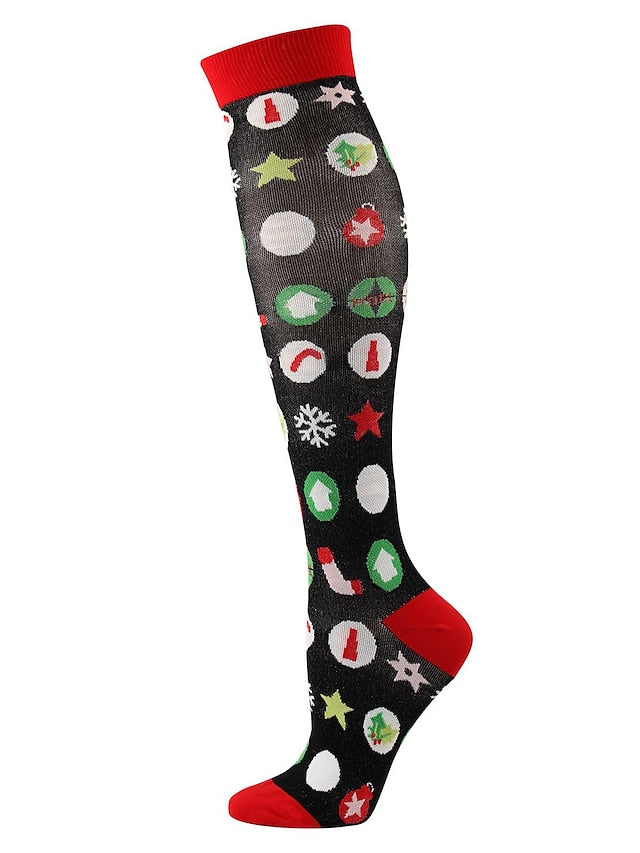 Unisex Knee High Socks Christmas Gift Cycling / Bike Multi Color Spandex Nylon Sporty Casual Classic Warm Cute Sports 1 Pair - LuckyFash™