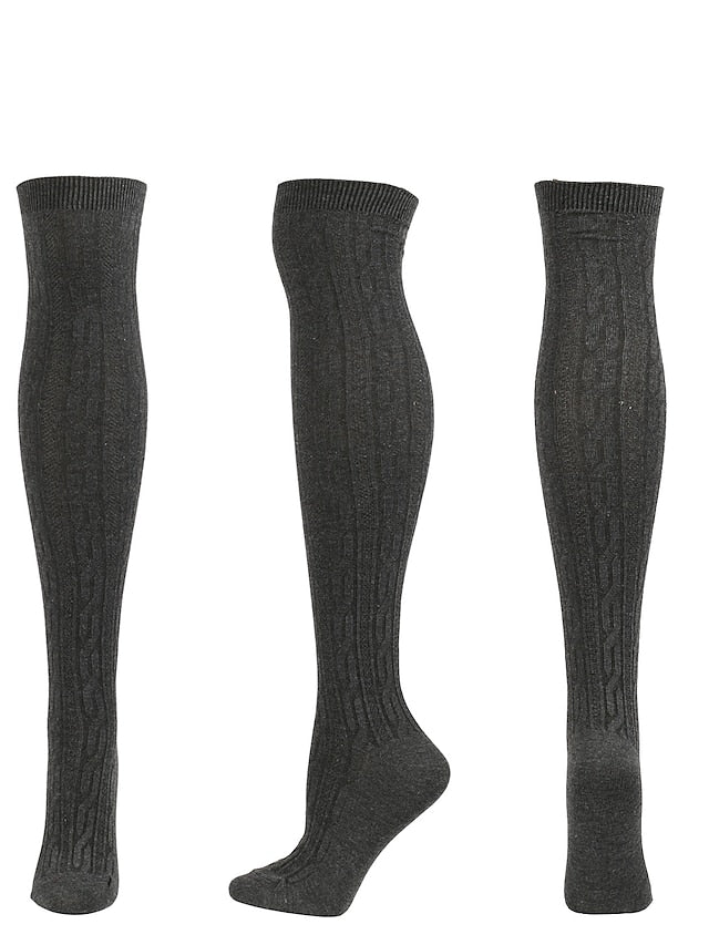 Women's Knee High Socks Home Daily Solid Color Polyester Spandex Basic Classic Warm 1 Pair - LuckyFash™