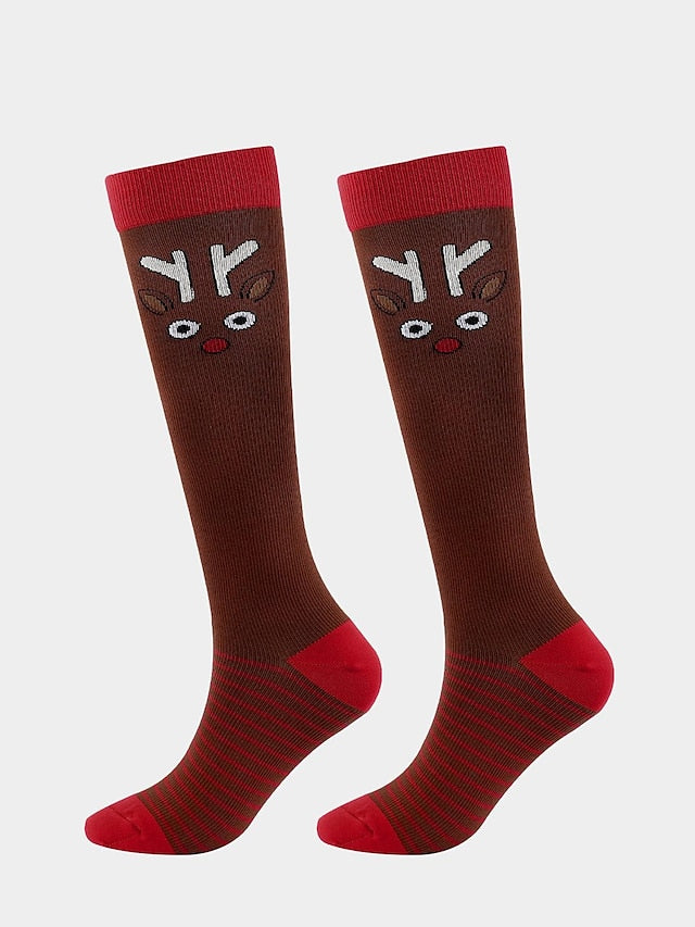 Unisex Knee High Socks Christmas Gift Cycling / Bike Multi Color Spandex Nylon Sporty Casual Classic Warm Cute Sports 1 Pair - LuckyFash™
