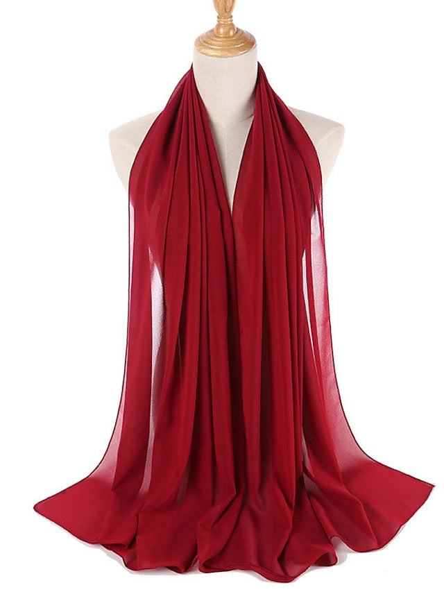 Women's Chiffon Scarf Party Dailywear Holiday Red Pink Scarf Pure Color - LuckyFash™