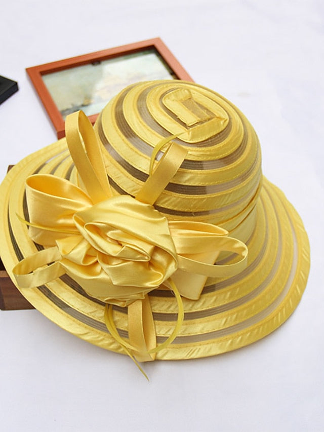 Women's Party Hat Party Wedding Street Ruffle Solid Color Black White Hat Yellow Red  Gray Fall Winter - LuckyFash™
