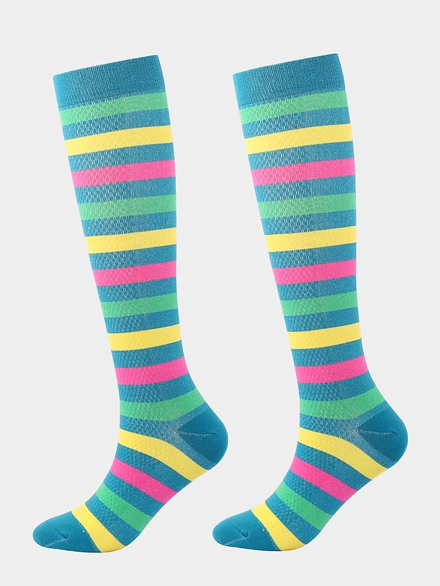 Men's Women's Knee High Socks Training Outdoor Athleisure Stripes Polyester / Cotton Athletic Socks 1 Pair - LuckyFash™