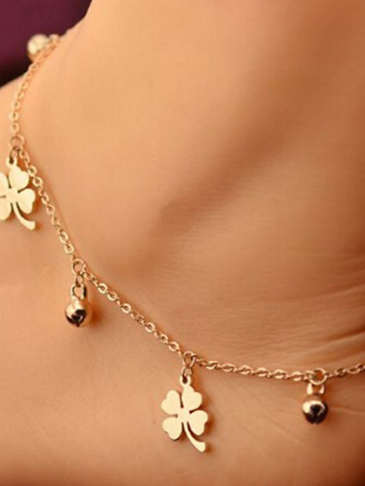 Ankle Bracelet Cute Simple Women's Body Jewelry For Daily Holiday Classic Alloy Flower Silver Gold 1PC - LuckyFash™