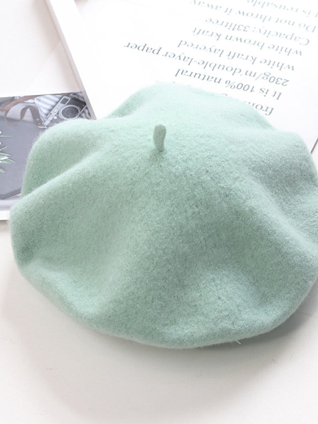 Women's Hat Beret Hat Winter Hats Green Black Purple Outdoor Street Dailywear Knit Pure Color Comfort Warm Breathable - LuckyFash™