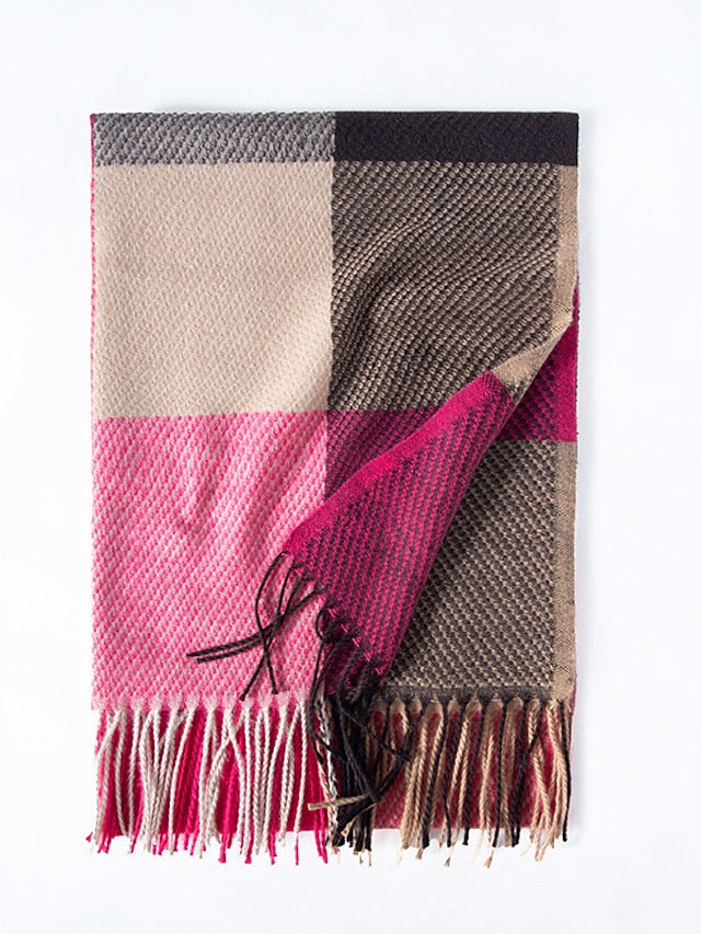 Shawls & Wraps Outdoor Dailywear Holiday Yellow Blue Orange Scarf Plaid for Women - LuckyFash™