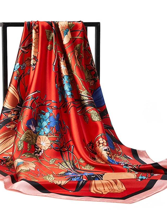 New Sunscreen Headcloth Thin Style 90X90CM Beach Kerchief Flower Print Square Scarves Fashion Muslim Shawls - LuckyFash™