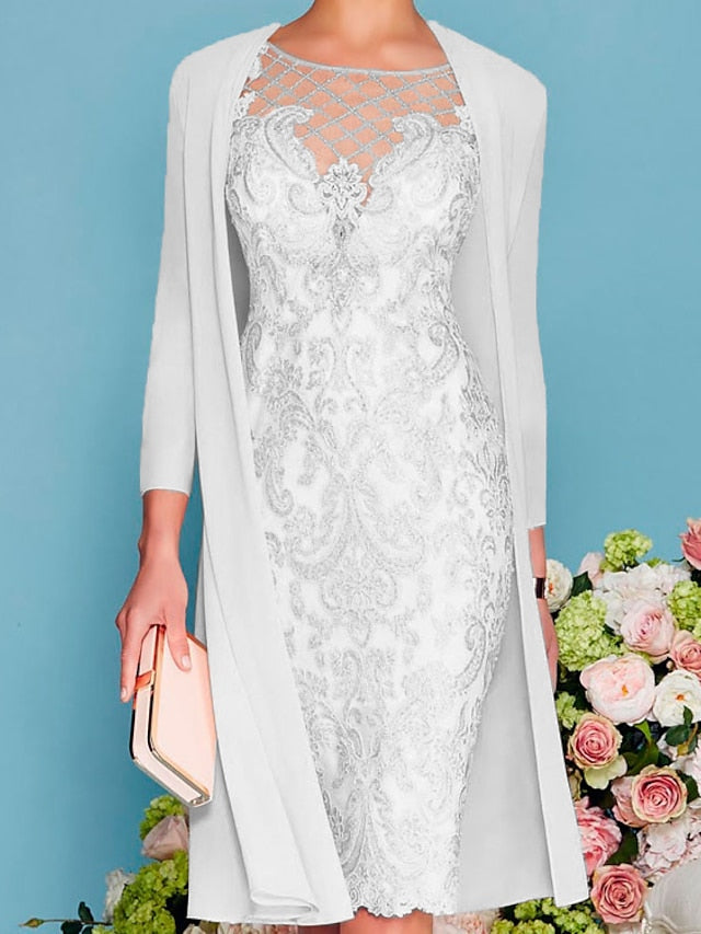 Women‘s Lace Dress Dress Set Midi Dress Pink Yellow Light Green Light gray Light Blue White 3/4 Length Sleeve Floral Pure Color Lace Summer Spring Crew Neck Elegant Classic Party 2023 S M L XL XXL 3XL - LuckyFash™