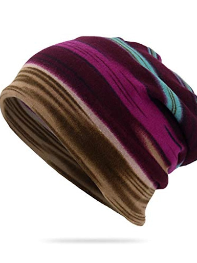 unwstyu unisex multi-purpose hat, neck warmer, contrasting colors, striped, skull hat purple - LuckyFash™