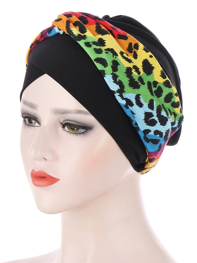 Soft Stretch African Headwear Leopard Print Women Head Scarf Hat Turban Caps Hijab Bonnet Inner Hijabs For Cap Muslim Headdress - LuckyFash™