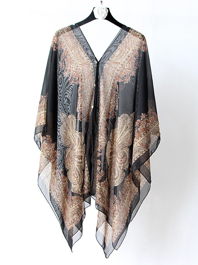 Fashion Women Scarf Shawl Poncho Printed Sunscreen Scarf Sun Protection Shawl Beach Shawl Bikini Cover Soft Comfortable - LuckyFash™