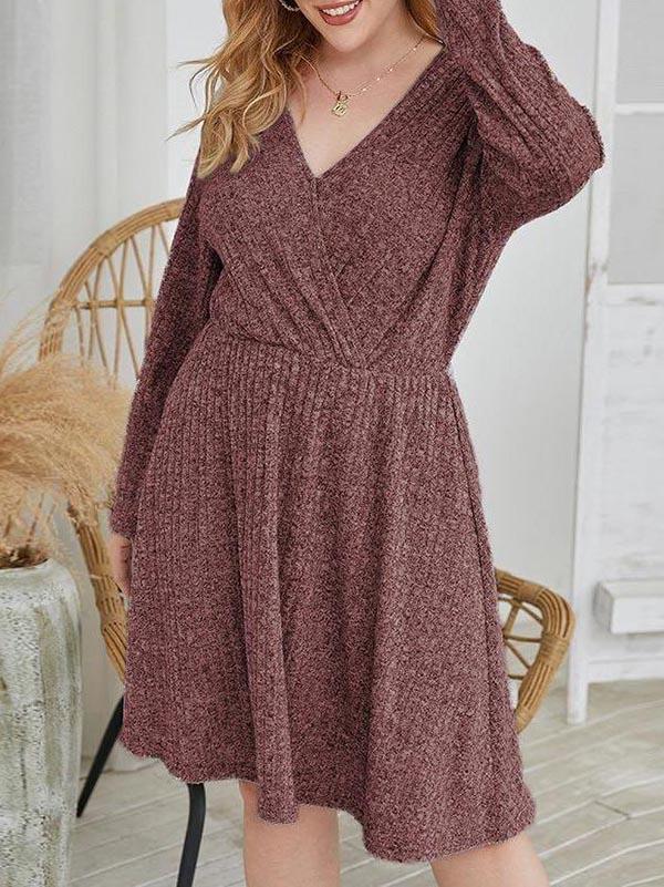 New Women V-neck Middle Dress - LuckyFash™