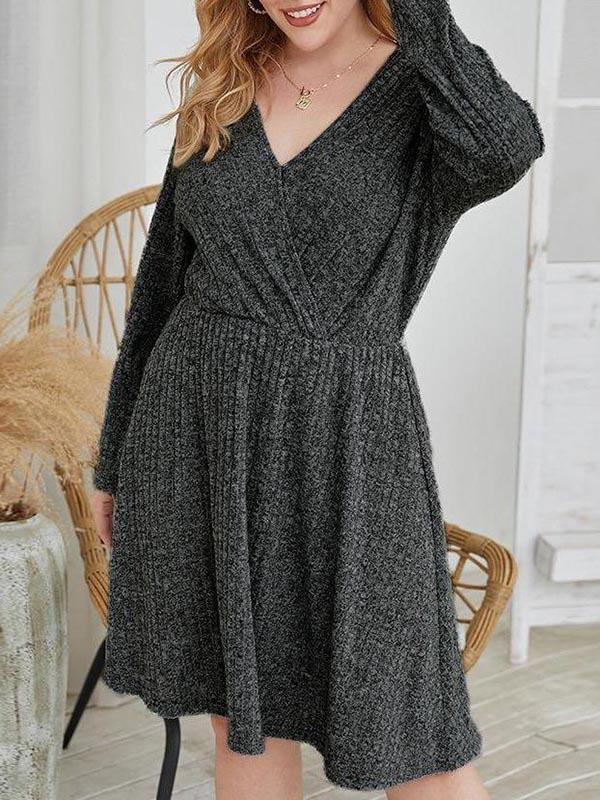 New Women V-neck Middle Dress - LuckyFash™