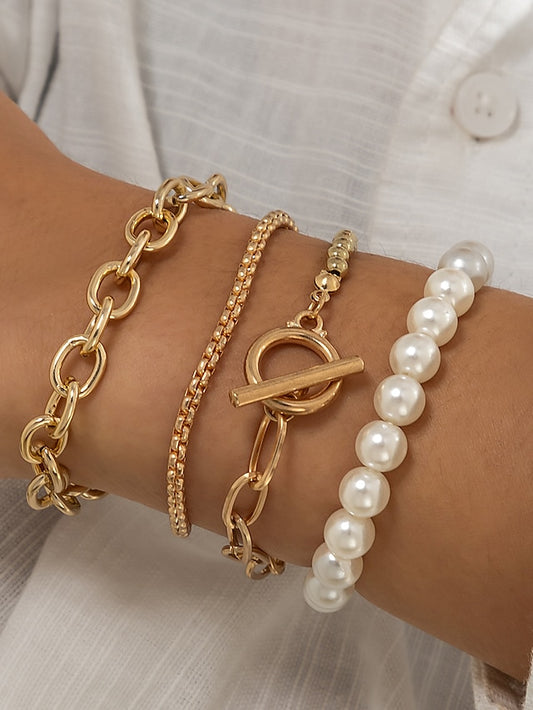 Women's Bracelets Chic & Modern Street Geometry Bracelets & Bangles / Imitation Pearl / Gold / Silver / Fall / Winter - LuckyFash™