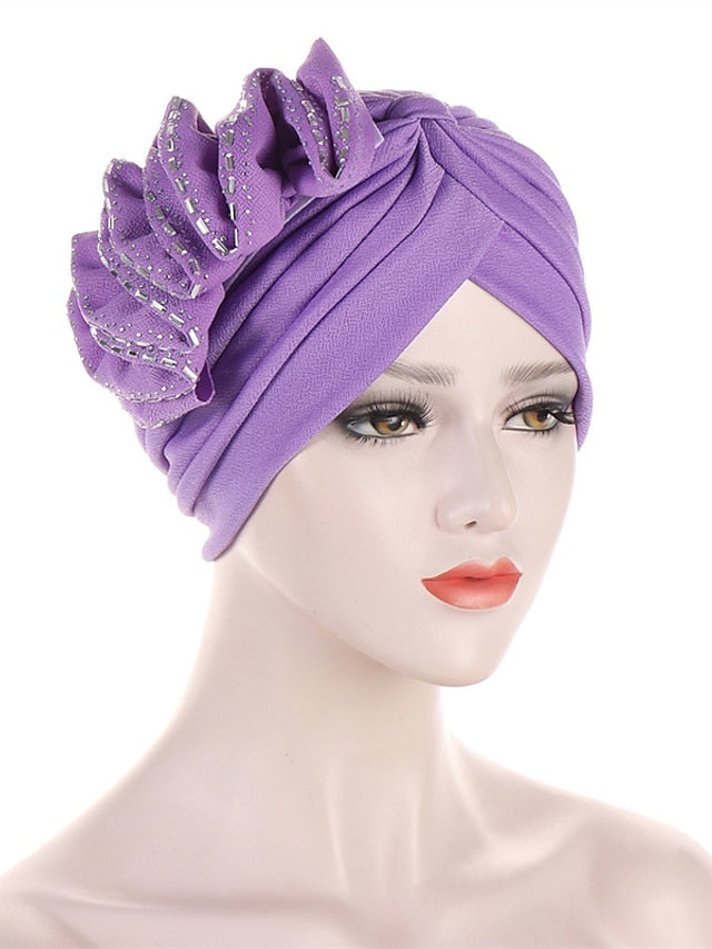 Lastest Flower Turban Bonnet for Women Muslim Hijab Headscarf Cap Wedding Party Headwear Turbante African Headtie - LuckyFash™