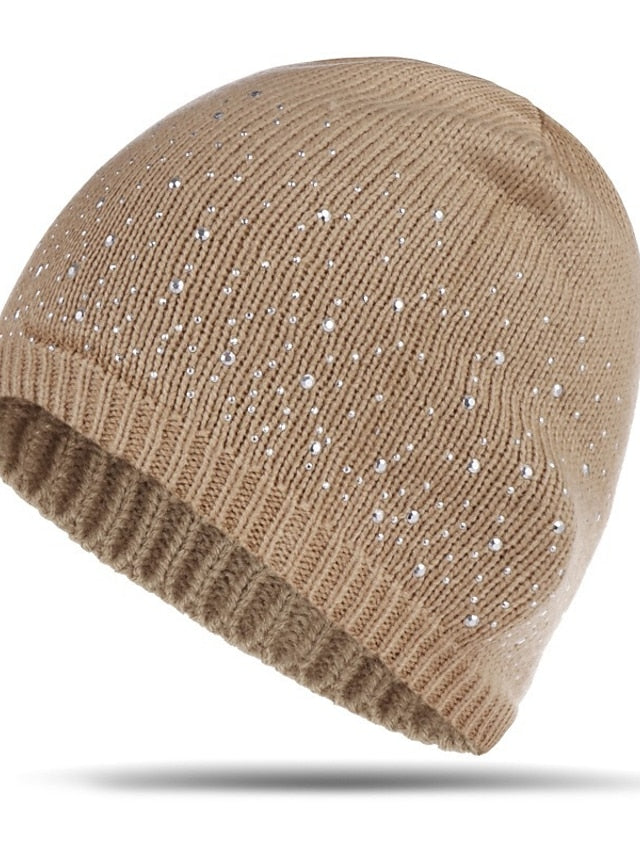 Hat Beanie / Slouchy Black Blue Camel Outdoor Home Daily Beaded Knit Polka Dot Portable Windproof Comfort for Women - LuckyFash™